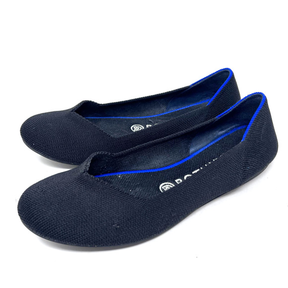Rothys Flat Black Knit Ballet Round Toe Travel Comfort Shoe Womens Size 8 - Picture 4 of 12